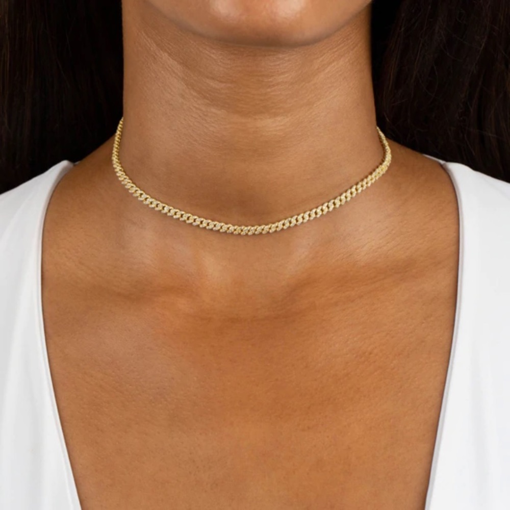 Adinas jewels baby pave link Cuban necklace